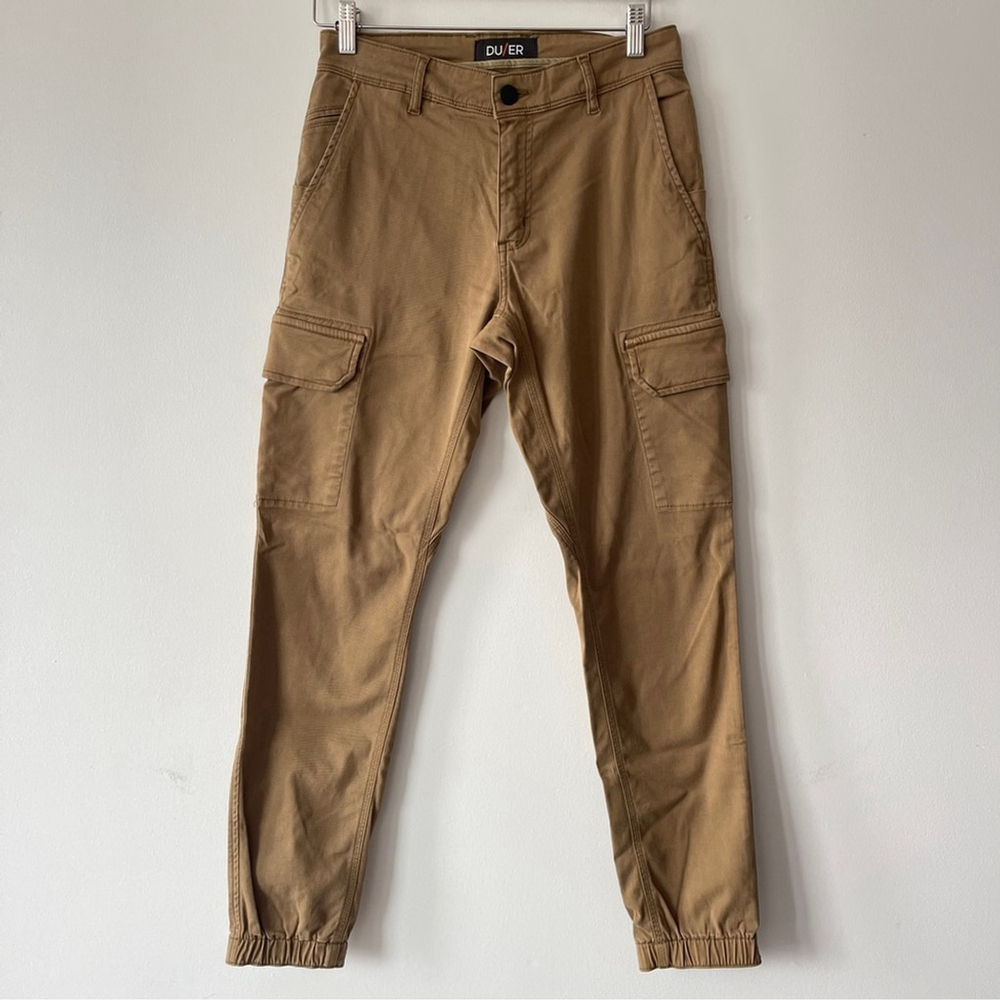 Du/er Men's Tan Cargo Pants joggers 28 x 30 casual stretch